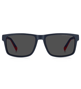 Tommy Hilfiger Erkek Güneş Gözlüğü - Dikdörtgen Mavi Naylon Çerçeve Gri Cam %100 UV Koruma TH 2142/S