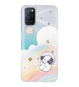 Oppo A52/A72/A92 Uyumlu Sevimli Köpek Desenli Şeffaf Telefon Kılıfı