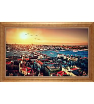 Çerçeveli Paspartulu Manzara Tablo bm1835 (Gold)