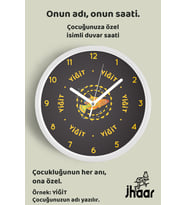 İsme Özel Sevimli Balık Çocuk Odası Duvar Saati Orta Boy 30 cm Beyaz Camlı Sessiz