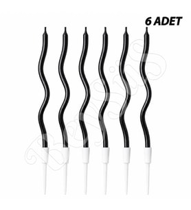 Kıvrımlı 6lı Mum Siyah