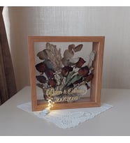 Ledli İsimli 25x25 Cm Çift Yönlü Derin Gül Çerçevesi! Gelin Buketi Çerçevesi!