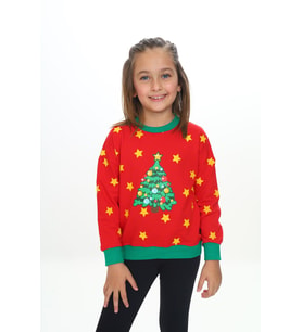 Toontoy Kız Çocuk Baskılı Sweatshirt (Kırmızı)
