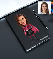 Kişiye Özel Süper Kadın Tasarımlı Karikatür Defter Ve Kalem Seti 80