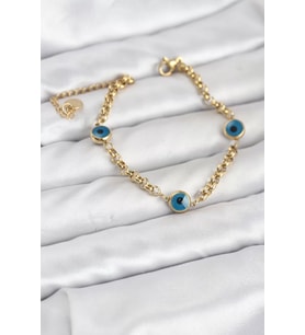 316L Çelik Nazar Model Gold Renk Kadın Bileklik - TJ-BB8167