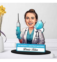 En Başarılı Kadın Anestezi Doktoruna Hediye Karikatürlü Biblo