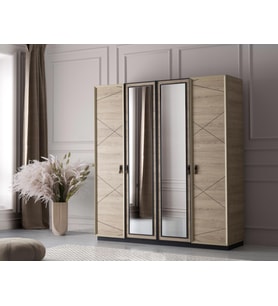 Vega 4 Kapaklı Modern Aynalı Elbise Dolabı Gardrop 180x50x200cm