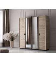 Vega 4 Kapaklı Modern Aynalı Elbise Dolabı Gardrop 180x50x200cm