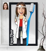 Kişiye Özel 3D  Ahşap Tablo Dişci Doktor Kadın 30x40 -1