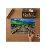 Demiryolu - Raylar - Doğa Manzarası Tasarımı 240 parça Ahşap Puzzle Ahşap Kutuda MP05683