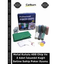 #poker Casino Profesyonel Metal Kutulu 400 Chip 2 Adet İskambil Kağit Setine Sahip Poker Oyunu