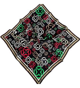 Aker Siyah Geometrik Desen Tivil İpek Eşarp 35629