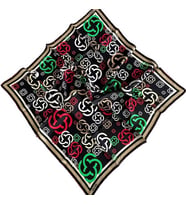 Aker Siyah Geometrik Desen Tivil İpek Eşarp 35629
