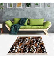 Leopar Desenli Dijital Baskı Yıkanabilir Kaymaz Taban Modern Salon Halısı ve Yolluk Tüylü Leopar (Kahverengi)