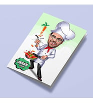 Kişiye Özel Aşçı Erkek Karikatürlü Tebrik Kartı