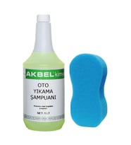Akbel Oto Yıkama Şampuanı 1 LT + Yıkama süngeri hediye (Beyaz-Krem)