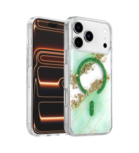 Onegif Apple iPhone 17 Pro Lotus Simli Magsafe Kapak - Yeşil