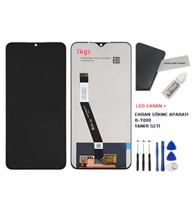Tkgz - Xiaomi Redmi 9 Uyumlu Lcd Ekran Dokunmatik -A- Kalite + B-7000 + TAMİR SETİ