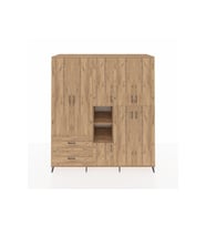 Kronos Dolap 12 Raflı 2 Çekmeceli Tek Askılı 220x59x243 Çam-Çam/Çam