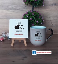 Sevimli Panda Dekoratif Taş, Kupa Bardak Kırmızı Hediye (Model 9)