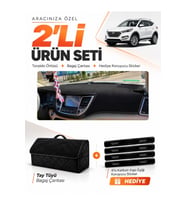 HYUNDAİ TUCSON (2016-2018) Uyumlu Torpido Örtüsü + Tay Tüyü Bagaj Çantası + Sticker Seti - Siyah