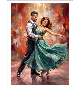 Waltz Yapan Romantik Çift Dansı Dekoratif Kanvas - Mdf Ahşap Tablo