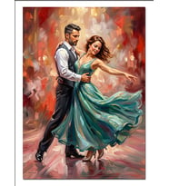 Waltz Yapan Romantik Çift Dansı Dekoratif Kanvas - Mdf Ahşap Tablo