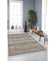 Çok Renkli Vintage Dokuma Pamuk Taban Kaymaz Kilim KLM178