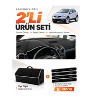 e-biz NİSSAN QASHQAI J10 (2007-2014) Uyumlu Torpido Örtüsü + Tay Tüyü Çanta - Siyah-Gri - NI016