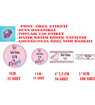 PONY TEMALI OKUL ETİKETİ SETİ KİŞİYE ÖZEL
