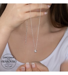 SWAROVSKİ ZİRCONİA PIRLANTA MONTÜR YILDIZ 925 AYAR GÜMÜŞ KOLYE
