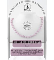 Kunzit 8 mm Düğümlü Doğal Taş Kolye