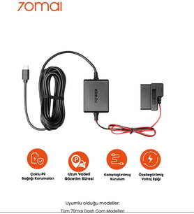 70MAI Obd-Iı Park Gözetim Kablosu (Tüm Type-C Kameralar ile Uyumlu)
