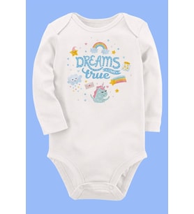 Organik Baskılı Pamuklu Unisex Bebek Body UZUNKOLE49