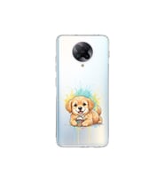 Poco F2 Pro ile Uyumlu Splash Köpek Tasarımlı Şeffaf Silikon Kılıf