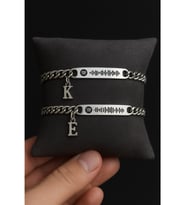 2 Adet Sevgili Arkadaş Spotify Kodlu Baş Harfli Unisex Çelik Bileklik Çifti