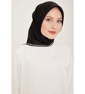 Belli % 100 Twill İpek Eşarp 4009-11 Siyah