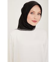 Belli % 100 Twill İpek Eşarp 4009-11 Siyah