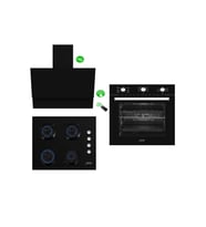 Afm Tech Black Turmalin Plus 3'Lü Kumandalı Cam Ankastre Set  (Siyah)