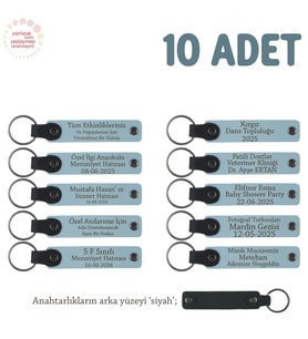 Gök Mavi & Siyah, Anaokulu Hatırası İçin Kişiselleştirilmiş Anahtarlık 10’lu Set, Eğitim Hediyesi (Gök Mavisi)