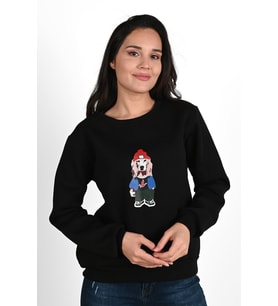 Kadın Baskılı Sweatshirt 1636-24 (Siyah)