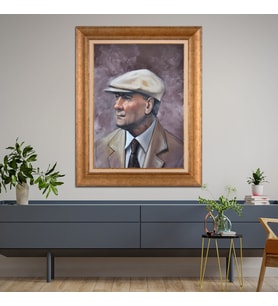 Altın Varaklı Çerçeveli Paspartulu Atatürk Tablo z4580 (Gold)