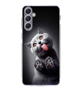 PrintiFy Samsung Galaxy A54 ile Uyumlu 1mm Slim Fit Kedi 2 050c Baskılı Şeffaf  Kılıf