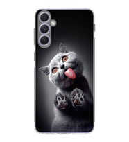 PrintiFy Samsung Galaxy A54 ile Uyumlu 1mm Slim Fit Kedi 2 050c Baskılı Şeffaf  Kılıf