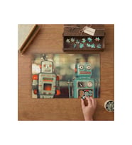 Metal Robotlar- Nostaljik Oyuncaklar Tasarımı 240 parça Ahşap Puzzle Ahşap Kutuda MP00991