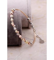 Dorika Altın Yaldızlı Rose 925 Ayar Gümüş Sarma Bilezik 3330