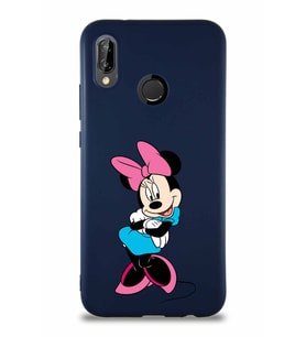 Huawei P20 Lite Soft Premier Kapak Minnie Mouse-D Tasarımlı Silikon Kılıf - Lacivert (Şeffaf)