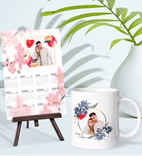BK Gift Kişiye Özel Fotoğraflı Kupa Bardak ve 13x18cm Fotoğraf Kartlı Şövaleli 2024 Takvim Hediye Seti-34