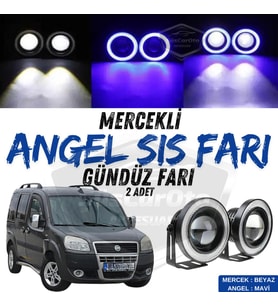 Fiat Doblo D2 2005-2010 Uyumlu Mercekli Angel Sis Farı Metal 76 mm Mavi Halkalı Gündüz Farı 2 Adet