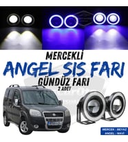 Fiat Doblo D2 2005-2010 Uyumlu Mercekli Angel Sis Farı Metal 76 mm Mavi Halkalı Gündüz Farı 2 Adet